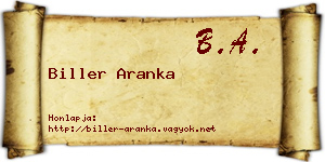 Biller Aranka névjegykártya